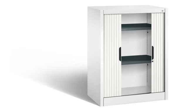 C+P dressoir met luiken Omnispace, H1030xB800xD420mm, kleur: verkeerswit, verzonken greep, 2 niveaus, 3241-00 S10142