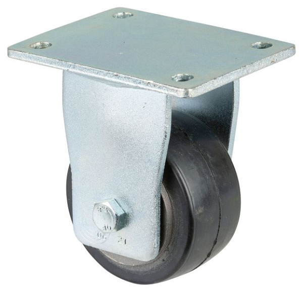 BS Rollen zwaarlastwiel, bokwiel, wielbreedte 50 mm, wiel-Ø 100 mm, draagvermogen 210 kg, zwarte elastische banden, gegoten, kogellagers, RR110.B81.101