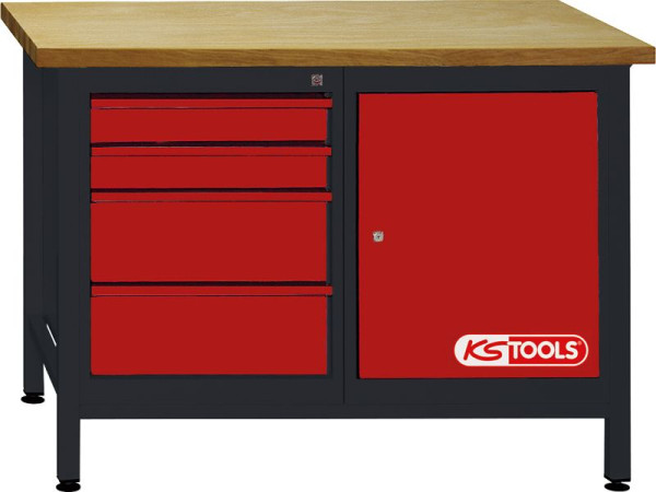 KS Tools werkbank met 4 laden en 1 deur, H840xB1200xD500mm, 865.0006