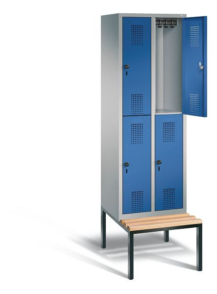 C+P locker dubbeldekker Evolo, H2090xW610xD815mm, kleur: wit aluminium / gentiaanblauw, 48350-20 S10295