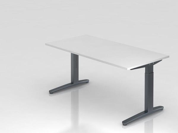 Hammerbacher bureau C-poot 160x80cm wit/grafiet, rechthoekige vorm, VXB16/W/GG