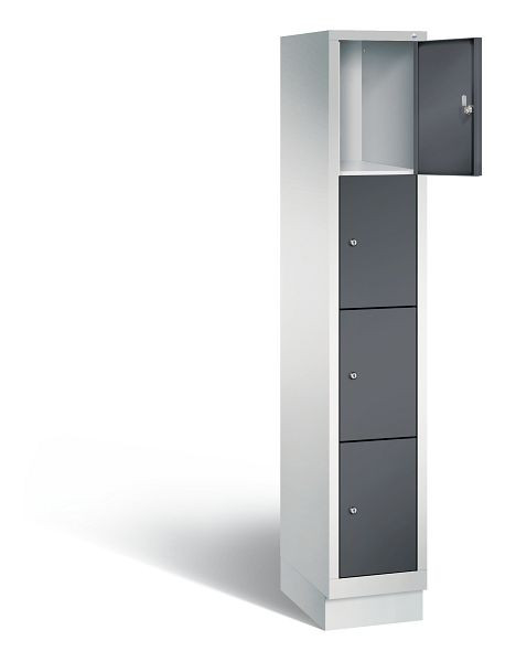C+P lockerkast Evolo, H1800xB320xD500mm, kleur: lichtgrijs / zwartgrijs, 48020-104 S10005