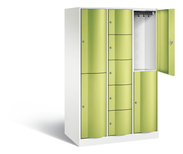 C+P combinatie lockerkast Resisto, H1950xB1148xD640mm, kleur: verkeerswit / virid green, 8070-3730 S10028