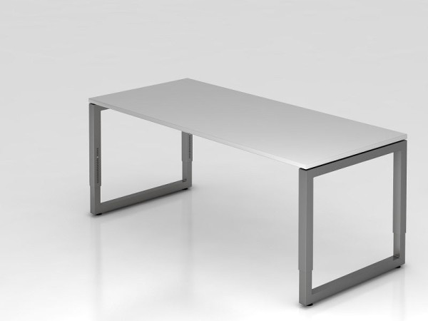 Hammerbacher bureau O-voet vierkant 180x80cm grijs/grafiet, rechthoekige vorm met zwevend tafelblad, VRS19/5/G