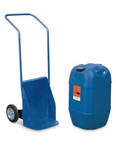 DENIOS ballonwagen BK-60, blauw gelakt, massief rubberen banden, voor containers tot 60 liter, elektrisch geleidend, 181-316