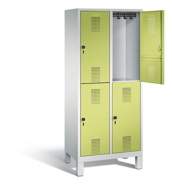 C+P locker, dubbellaags Evolo, H1850xW810xD500mm, kleur: lichtgrijs / virid groen, 48310-22 S10066