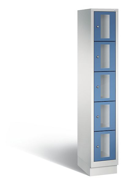 C+P Schließfachschrank Classic, 5 Fächer, H1800xB320xT500 mm, Grau/Fernblau, 8020A105 S10024