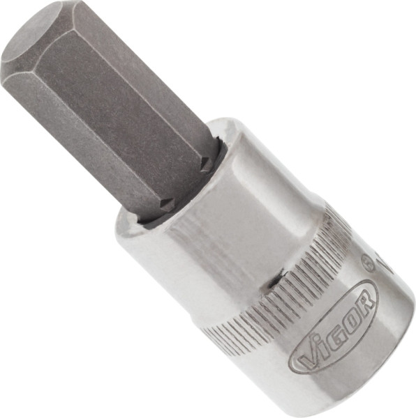 VIGOR-schroevendraaierbit, hol vierkant 10 mm (3/8 inch), binnenzeskantprofiel, 10 mm, lengte: 49 mm, voor handbediening, V2279N