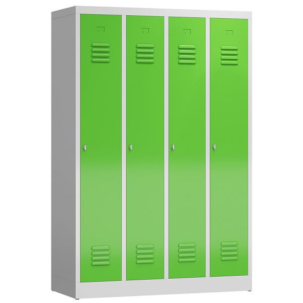 Lüllmann ClassiX kledingkast, 4 vakken, 1800 x 1185 x 500 mm, lichtgrijs/geelgroen, X-510145