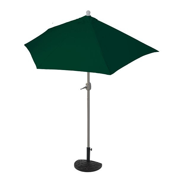 Mendler parasol halfrond Parla, halve parasol balkonparasol, UV 50+ polyester/aluminium 3kg, 270cm groen met standaard, 97730+35128