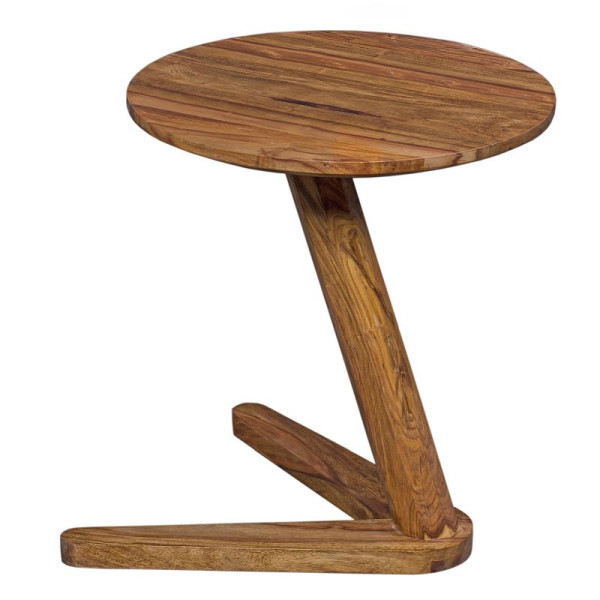 Wohnling bijzettafel BOHA massief hout Sheesham design 45 x 45 cm rond, natuurlijk hout landelijke stijl, WL1.727