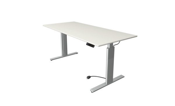 Kerkmann Move 3 zit-statafel zilver, B 1800 x D 800 mm, elektrisch in hoogte verstelbaar van 720-1200 mm, wit, 10233010