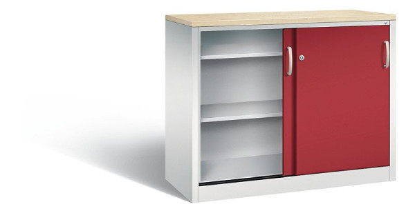 C+P dressoir met schuifdeuren Acurado, H1000xB1200xD500mm, kleur: lichtgrijs/robijnrood, beugelgreep, 2056-00 S10159
