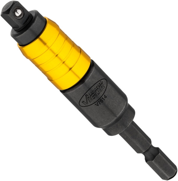 VIGOR Steckschlüssel Adapter, mit Gelenk, Sechskant 6,3 (1/4 Zoll), Vierkant 6,3 mm (1/4 Zoll), 16 mm, V7614