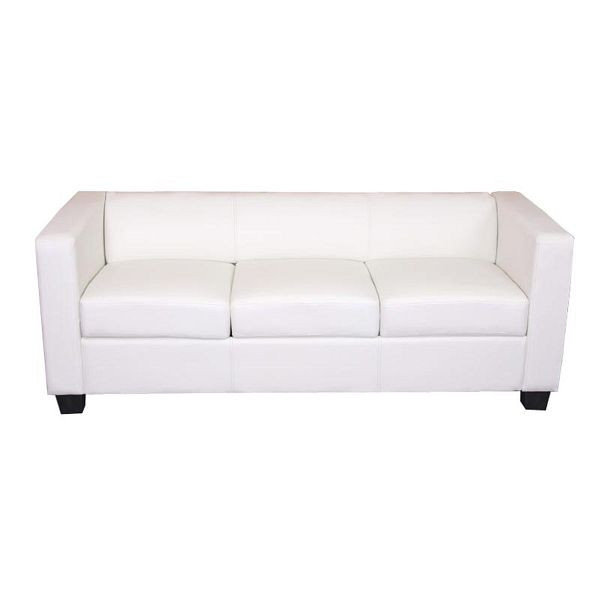 Mendler 3-zits bank bank loungebank Lille, kunstleer, wit, 17383+17384+17385
