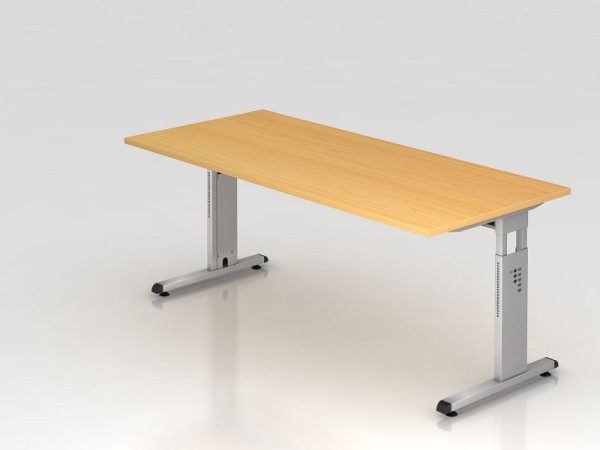 Hammerbacher bureau C-poot 180x80cm beuken/zilver, werkhoogte 65-85 cm, VOS19/6/S