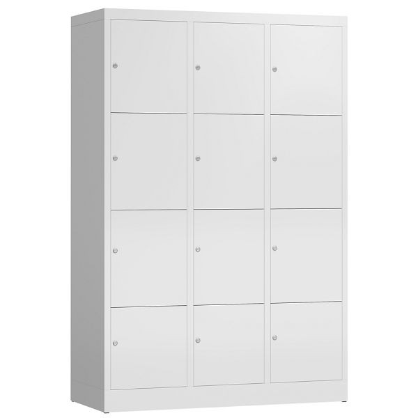Lüllmann ClassiX lockerkast, 3 compartimenten met elk 4 compartimenten, 1800 x 1185 x 500 mm, signaalwit, X-523437