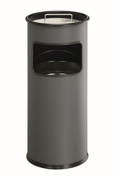 DURABLE metalen prullenbak met ronde asbak, antraciet, 333058