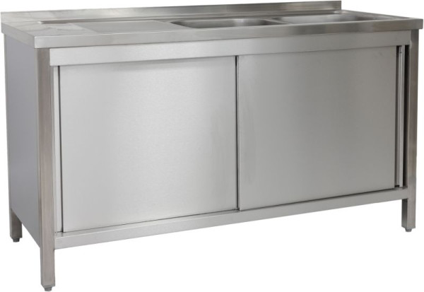 A&S Polarny spoelkast 1500 x 600 x 850 mm 2 bakken rechts, met bodemplank, 600 mm diep, SPSCH1562BR