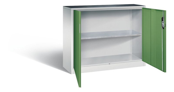 C+P gereedschapskast Acurado, H1000xB1200xD400mm, kleur: lichtgrijs / reseda groen, verzonken handgreep, 8830-000 S10205