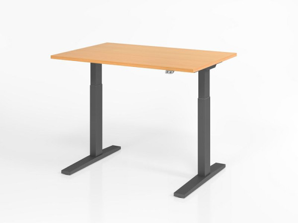 Hammerbacher bureau XMKA12, 120 x 80 cm, blad: beuken, 25 mm dik, ABS dikke rand, rechthoekige vorm, grafiet, VXMKA12/6/G