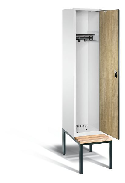 C+P Evolo kleerkast, H2090xB420xD815mm, kleur: verkeerswit / decor eiken Sereno, 48050-12 S10085