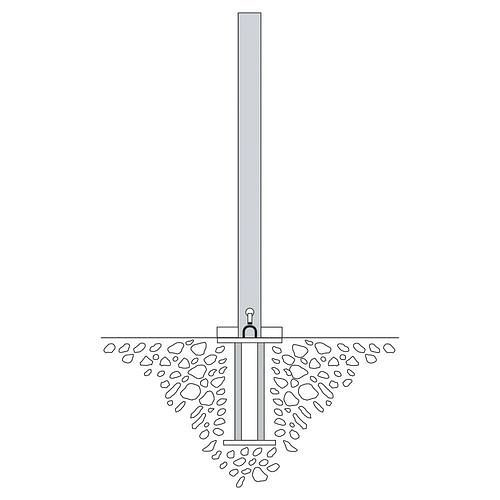 Schake afzetpaal, staal, kantelbaar, thermisch verzinkt, voor inzetting in beton, hoogte boven de grond 1000 mm, 70 x 70 mm, 310838
