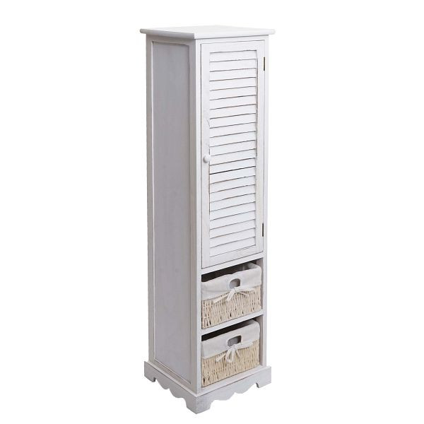 Mendler badkamer ladekast HWC-H20, badkamerkast badkamerkast badkamer plank, 120x27x29cm massief hout, shabby wit, 72675