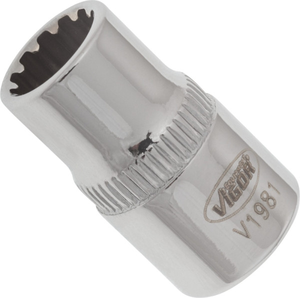 VIGOR multi-profiel dopsleutelinzet, hol vierkant 6,3 mm (1/4 inch), multi-profiel, 8 mm, V1981