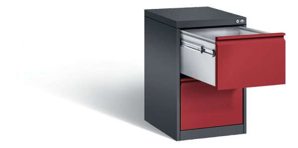 C+P hangarchiefkast Acurado, H733xB433xD590mm, kleur: zwartgrijs/robijnrood, stuurstang, 12412-311 S10012