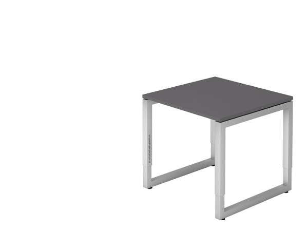 Hammerbacher bureau O-voet vierkant 80x80cm grafiet, rechthoekige vorm met zwevend tafelblad, VRS08/G/S