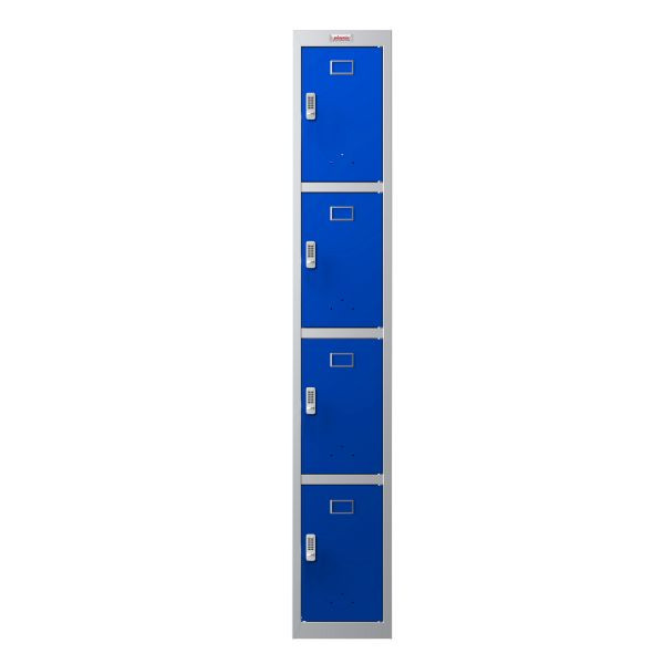 Phoenix PL Series 1 Column 4-deurs persoonlijke locker, grijze behuizing/blauwe deuren met elektronisch slot, PL1430GBE