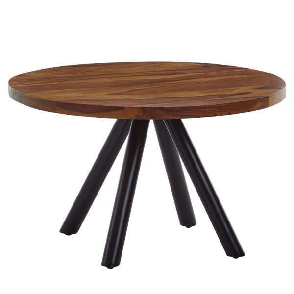 Wohnling salontafel 60x60x35 cm sheesham massief hout/metaal banktafel rond design woonkamertafel salontafel massief gewicht: 25 kg WL6.537
