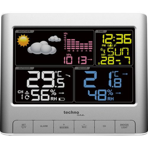Technoline weerstation, radioklok DCF-77 met handmatige instelmogelijkheid, afmetingen: 159 x 130 x 43 mm, WS 6449