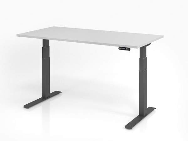 Hammerbacher bureau XDKB16, 160 x 80 cm, blad: grijs, 25 mm dik, ABS dikke rand, rechthoekige vorm, grafiet, VXDKB16/5/G