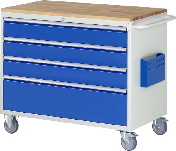 RAU montagewagen serie 7000, B1145 x D650 x H975 mm, massief beukenhouten blad, dikte 25 mm, 4 x lade maat XXL 3xH150, 1xH270 mm, 05-XXL5.3A-B.11