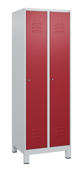 C+P luierkastje Classic PLUS met middenwand, voeten, 2 vakken, 1800x600x500mm, 7035/3003, cilindersloten, 0800107-20F S10016