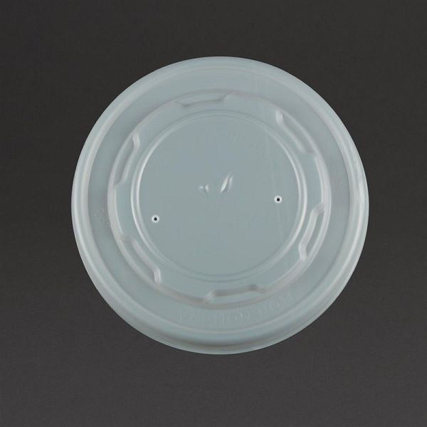 Vegware Composteerbare platte deksels voor soep en universele kopjes 35cl/45.4cl, pak van 500, GF048
