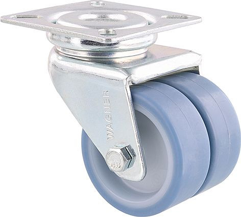 WAGNER App-Lenk-Doppelrolle ECO Durchmesser 50mm, TPR, soft, Gleitlager, Tragkraft 70kg, VE: 10 Stück, 3155201