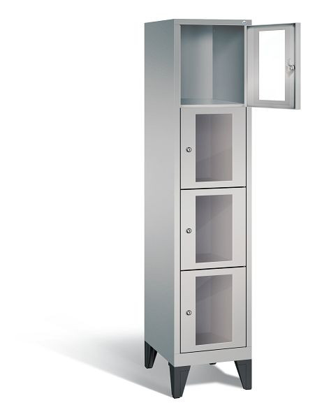 C+P lockerkast Classic, H1850xB420xD500mm, kleur: wit aluminium, 4 vakken, 8010A124 S10009