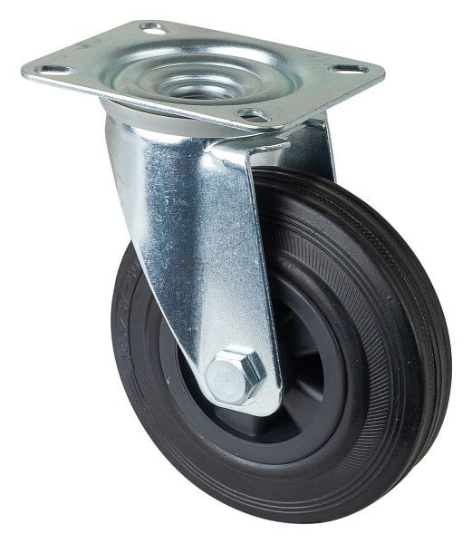 BS-rollen transportrol, wielbreedte 37,5 mm, wiel-Ø 125 mm, draagvermogen 100 kg, zwart rubber, rollager, plaat, VE = 2 stuks, L400.B45.125