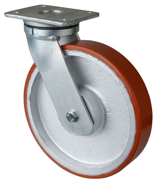 BS Rollen Zwaarlastwiel, wielbreedte 50 mm, wiel-Ø 250 mm, draagvermogen 1300 kg, gegoten polyurethaan 95 Shore A, gegoten wiellichaam, kogellagers, RR100.C10.250