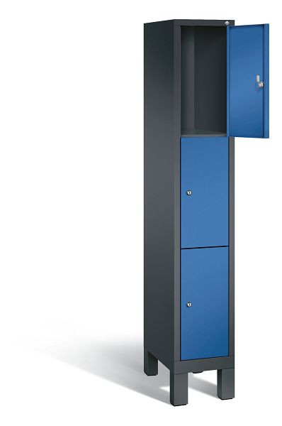 C+P lockerkast Evolo, H1850xB320xD500mm, kleur: zwartgrijs / gentiaanblauw, 48010-103 S10046
