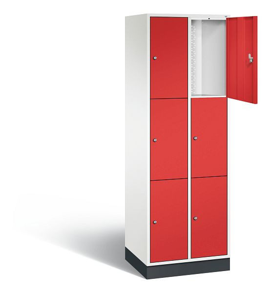 C+P lockerkast Intro, H1950xB620xD490mm, kleur: verkeerswit / vuurrood, 8370-201 S10098