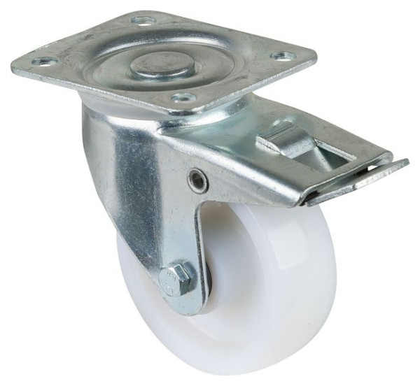 BS rollen transportrol met rem, breedte 35 mm, Ø100 mm, tot 350 kg, loopvlak/wiellichaam kunststof, rollager, LB520.B10.101