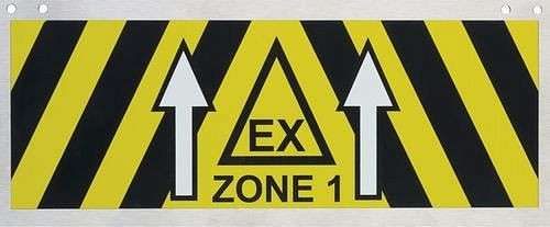 DENIOS Ex-zone identificatieplaatje van roestvrij staal, 270 x 110 mm, Ex-zone 1, 217913