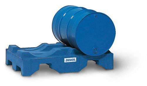DENIOS vatenpallet van polyethyleen (PE), blauw, voor 2 vaten, 165-044