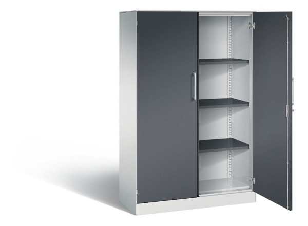 C+P vleugeldeurkast Asisto, H1635xB1000xD435mm, kleur: lichtgrijs/zwartgrijs, beugelgreep, 4 niveaus, 141012-000 S10102