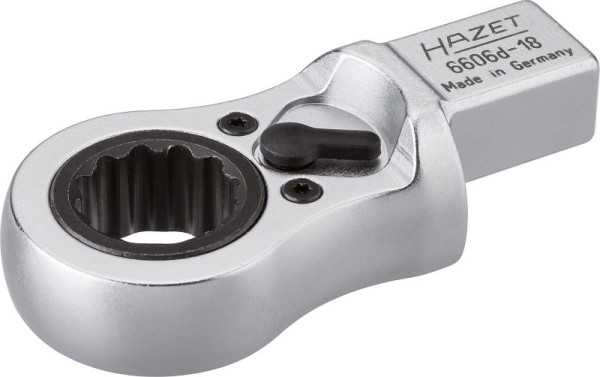 Hazet ringratelsleutel, inzetvierkant 14 x 18 mm, uitwendig dubbel zeskantprofiel, 18 mm, 6606D-18