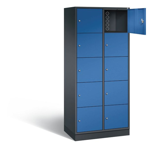 C+P XL lockerkast Intro, H1950xW820xD490mm, kleur: zwartgrijs / gentiaanblauw, 8570-202 S10137
